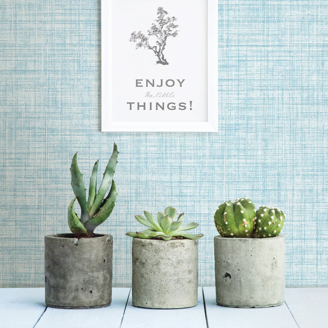 Mendocino Blue Linen Wallpaper with Faux Linen Texture - A-Street Prints 2821-24276