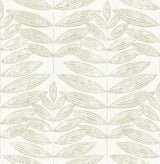 Akira Beige Leaf Wallpaper with Scandinavian Botanical Block Print - A-Street Prints 2821-25100