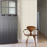 Ana Cream Floral Wallpaper with Scandinavian White Silhouette Florals - Brewster 2821-25108