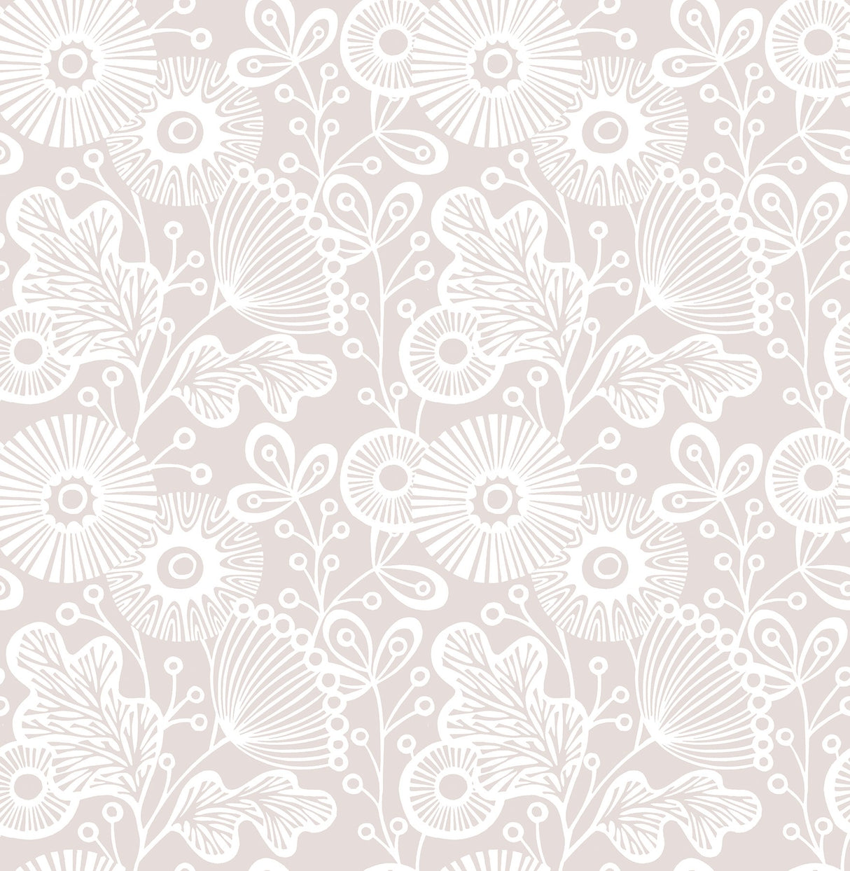 Ana Rose Rose Floral Wallpaper in Rose with Scandinavian Silhouette Floral Pattern - Brewster 2821-25109