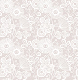 Ana Rose Rose Floral Wallpaper in Rose with Scandinavian Silhouette Floral Pattern - Brewster 2821-25109