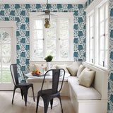 Peas in a Pod Teal Garden Wallpaper with Scandinavian Botanical Fruit Motif - A-Street Prints 2821-25118