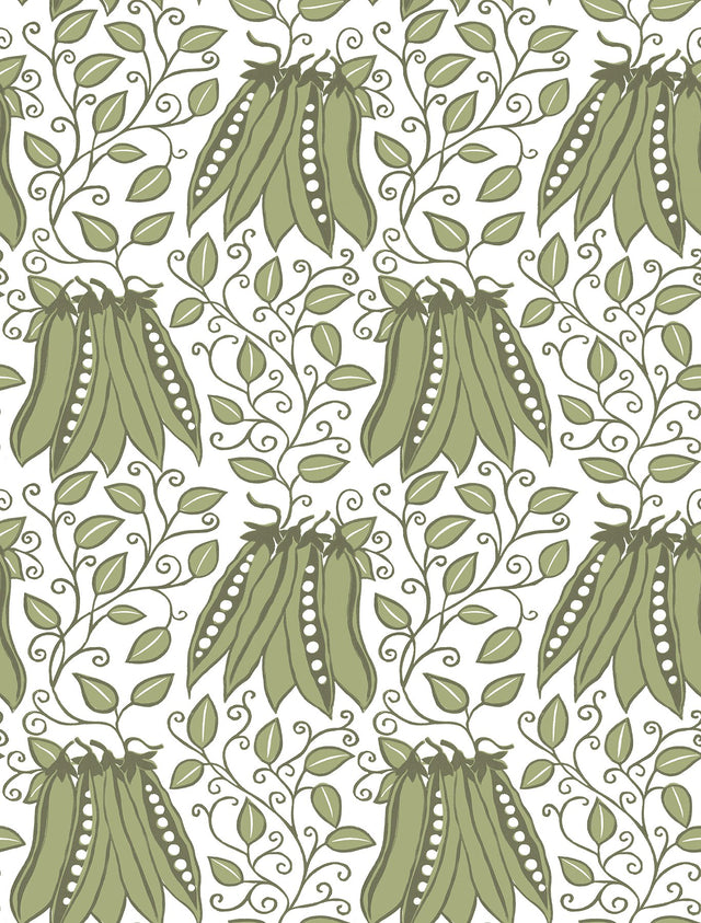 Peas in a Pod Olive Garden Wallpaper in Olive with Botanical Fruit Motif - A-Street Prints 2821-25120