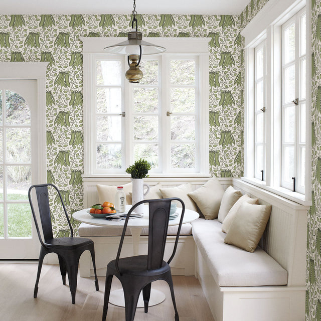 Peas in a Pod Olive Garden Wallpaper in Olive with Botanical Fruit Motif - A-Street Prints 2821-25120