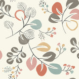 Jona Multicolor Trail Wallpaper with Scandinavian Leaves Pattern - A-Street Prints 2821-25122