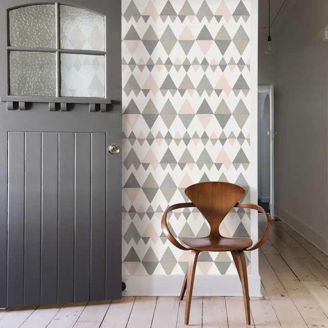 Trilogy Light Pink Geometric Wallpaper with Scandinavian Geometrics Pattern - A-Street Prints 2821-25128