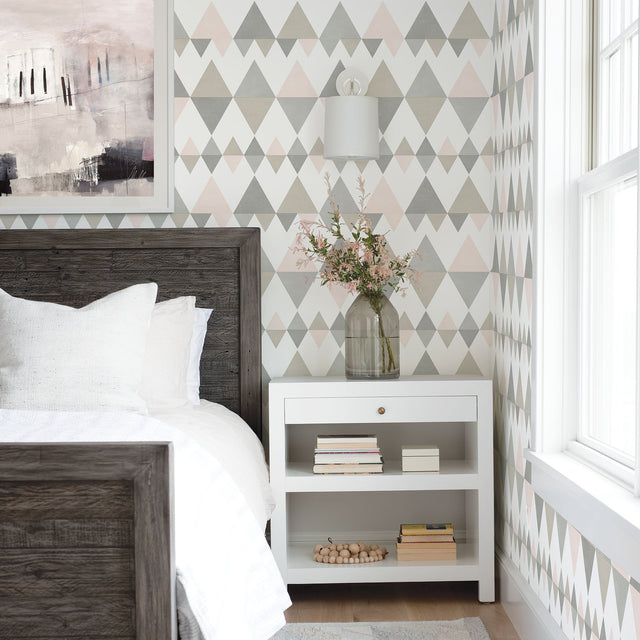 Trilogy Light Pink Geometric Wallpaper with Scandinavian Geometrics Pattern - A-Street Prints 2821-25128