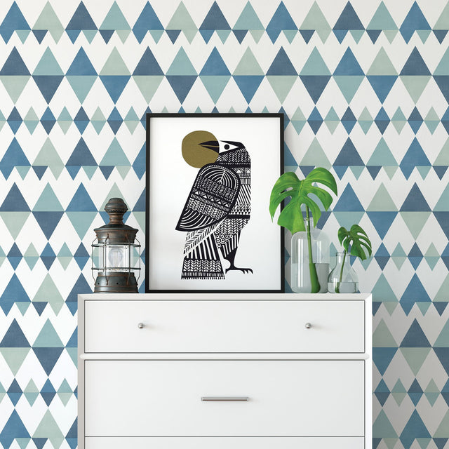 Trilogy Blue Geometric Wallpaper with Scandinavian Geometric Pattern - A-Street Prints 2821-25129