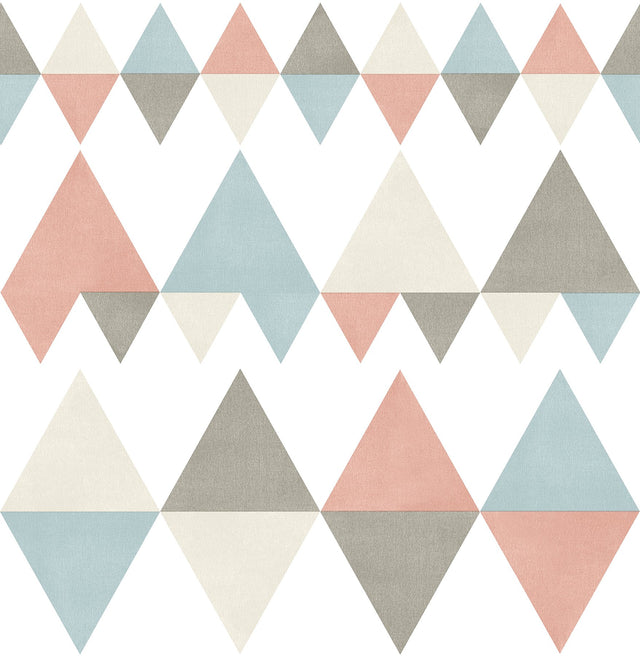 Trilogy Coral Geometric Wallpaper with Scandinavian Geometric Triangle Pattern - A-Street Prints 2821-25131