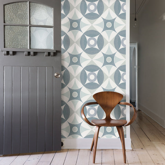Ellis Teal Geometric Wallpaper with Scandinavian Geometric Pattern - A-Street Prints 2821-25132