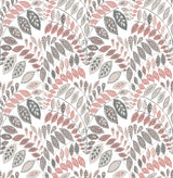 Fiddlehead Pink Botanical Wallpaper with Scandinavian Leaf Motif - A-Street Prints 2821-25141