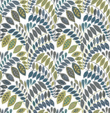 Fiddlehead Green Botanical Wallpaper with Scandinavian Leaves Motif - A-Street Prints 2821-25142