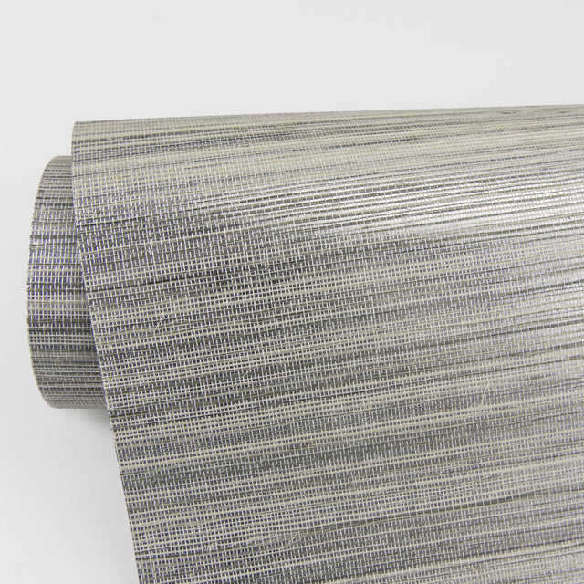Nathan Silver Grasscloth Wallpaper with Textured Woven Natural Fiber Pattern - A?Street Prints 2829-80010