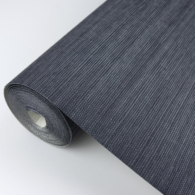 Victoria Indigo Grasscloth Wallpaper with Textured Pattern and Traditional Style - A-Street Prints 2829-80015