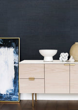 Victoria Indigo Grasscloth Wallpaper with Textured Pattern and Traditional Style - A-Street Prints 2829-80015
