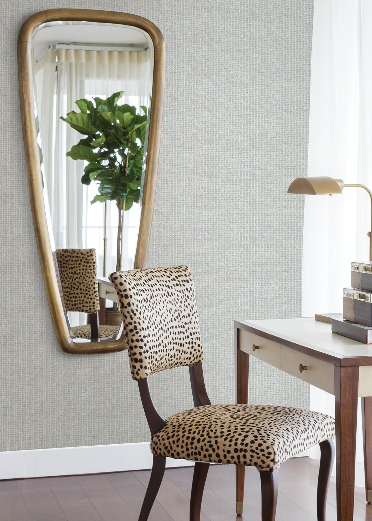 Wancahi Grey Grasscloth Wallpaper with Textured Paper Weave - A-Street Prints 2829-80017