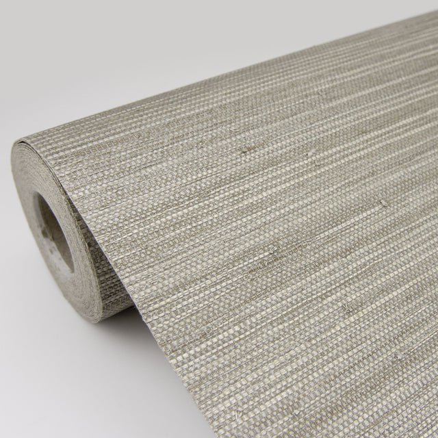 Tagum Grey Grasscloth Wallpaper with Textured Fiber Pattern - A-Street Prints 2829-80037
