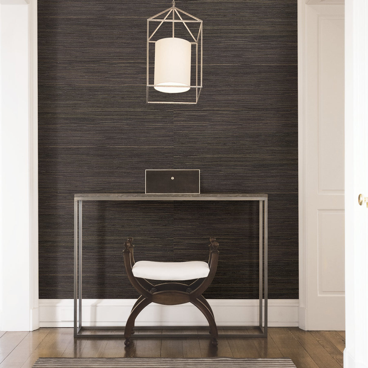 Shandong Chocolate Grasscloth Wallpaper with Textured Grasscloth Weave - A-Street Prints 2829-80071