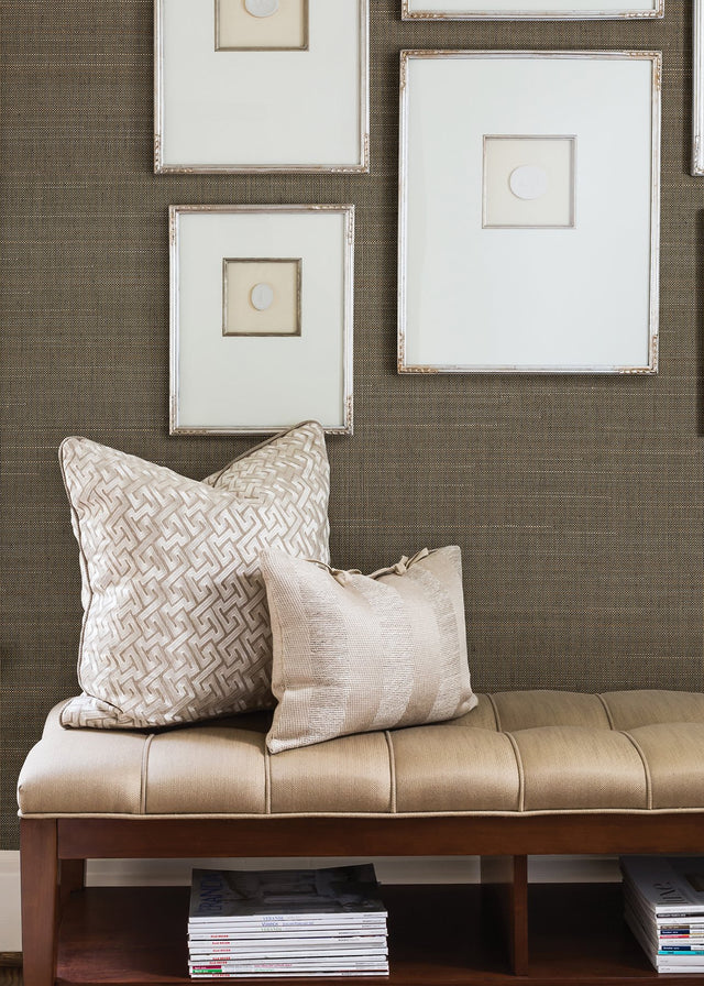 Nanking Brown Grasscloth Wallpaper with Traditional Texture Pattern - A-Street Prints 2829-80083