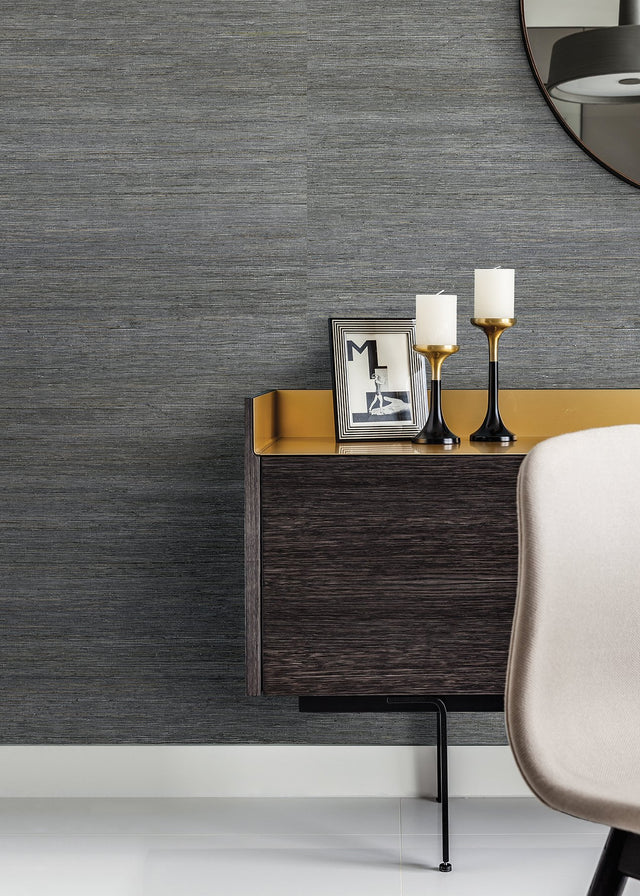 Shandong Slate Grasscloth Wallpaper - A-Street Prints 2829-80085