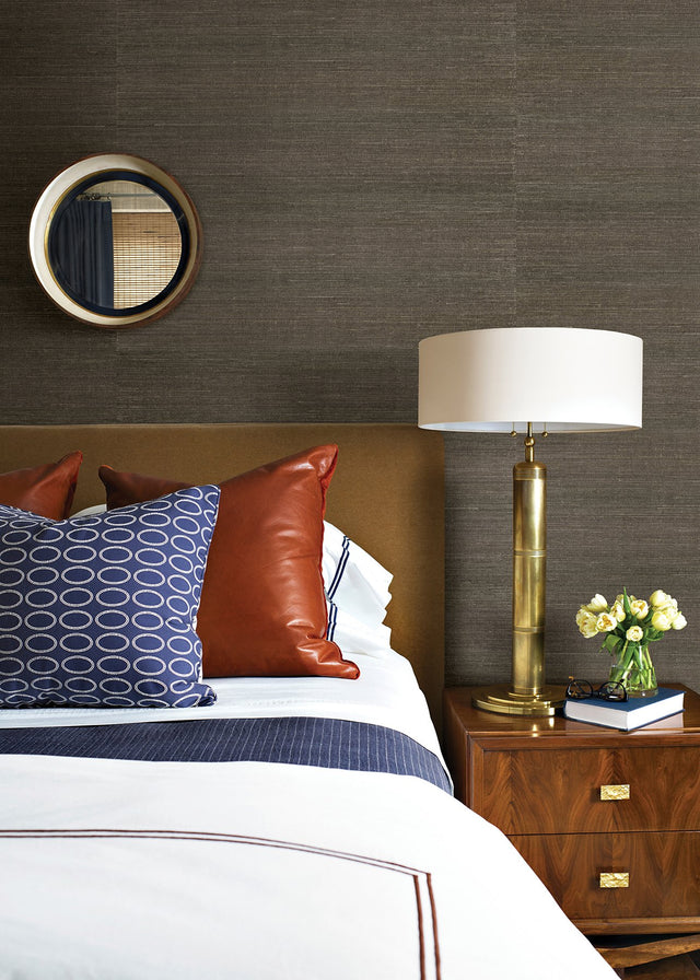 Ming Taupe Grasscloth Wallpaper with Traditional Texture Pattern - A-Street Prints 2829-80087