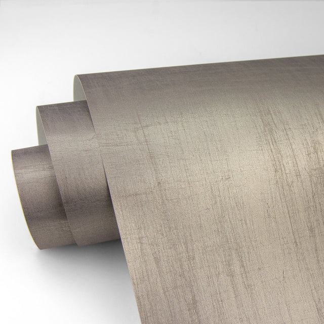 Lustre Taupe Silk Weave Wallpaper with Metallic Faux Fabric Texture - Brewster 2829-82004