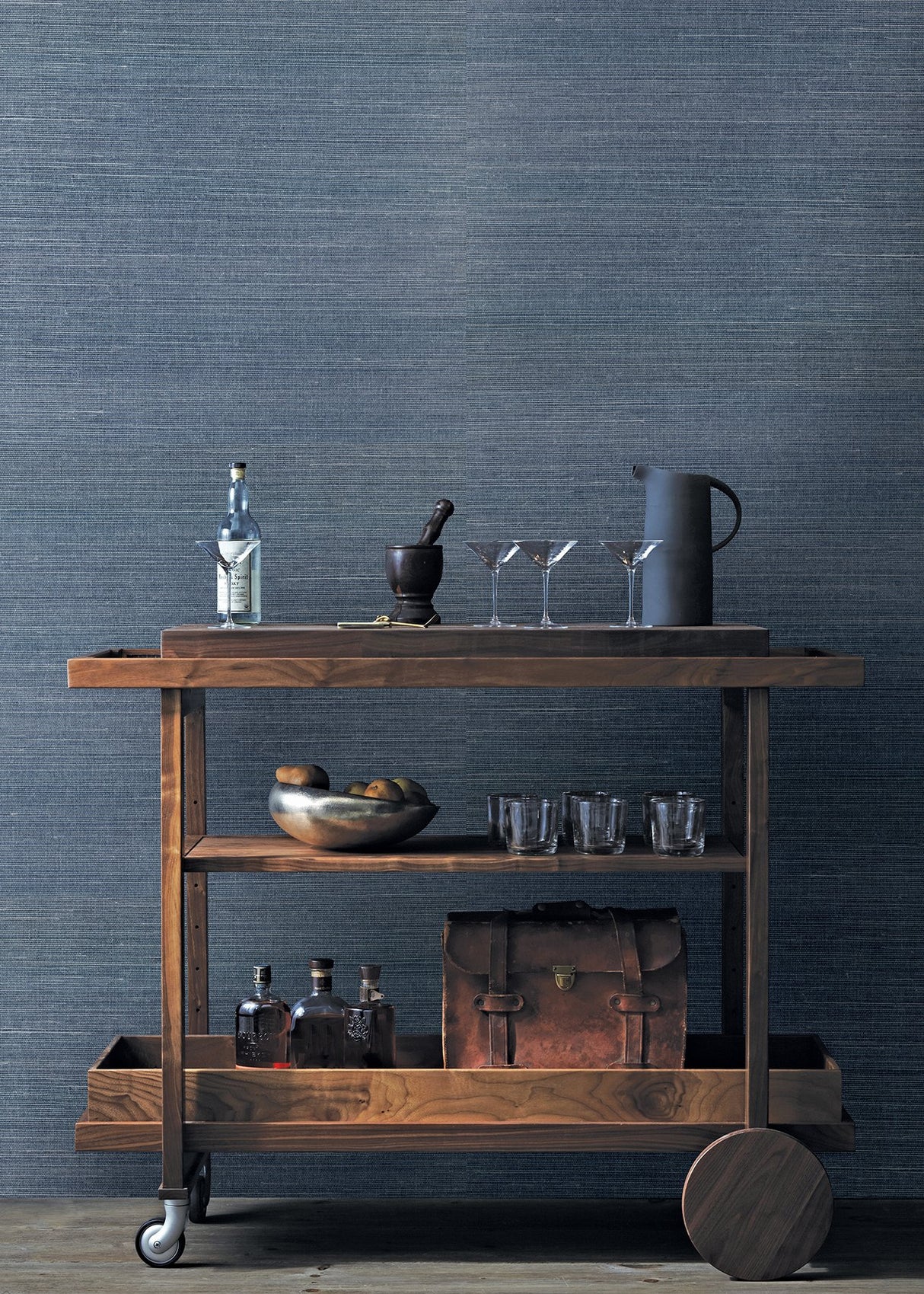 Lamphu Blue Sisal Grasscloth Textured Wallpaper - A-Street Prints 2829-82026