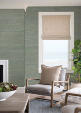 Batad Green Grasscloth Wallpaper with Textured Natural Fiber Weave - A?Street Prints 2829-82037