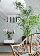 Arlyn Light Blue Grasscloth Wallpaper with Textured Paper Weave - Brewster 2829-82038