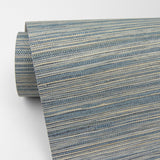 Pattaya Blue Grasscloth Wallpaper Blue Textured Grasscloth - A-Street Prints 2829-82040