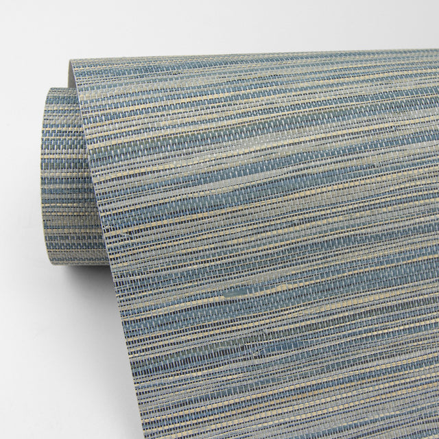 Pattaya Blue Grasscloth Wallpaper Blue Textured Grasscloth - A-Street Prints 2829-82040