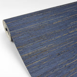 Pattini Indigo Grasscloth Wallpaper with Textured Woven Pattern - A?Street Prints 2829-82042