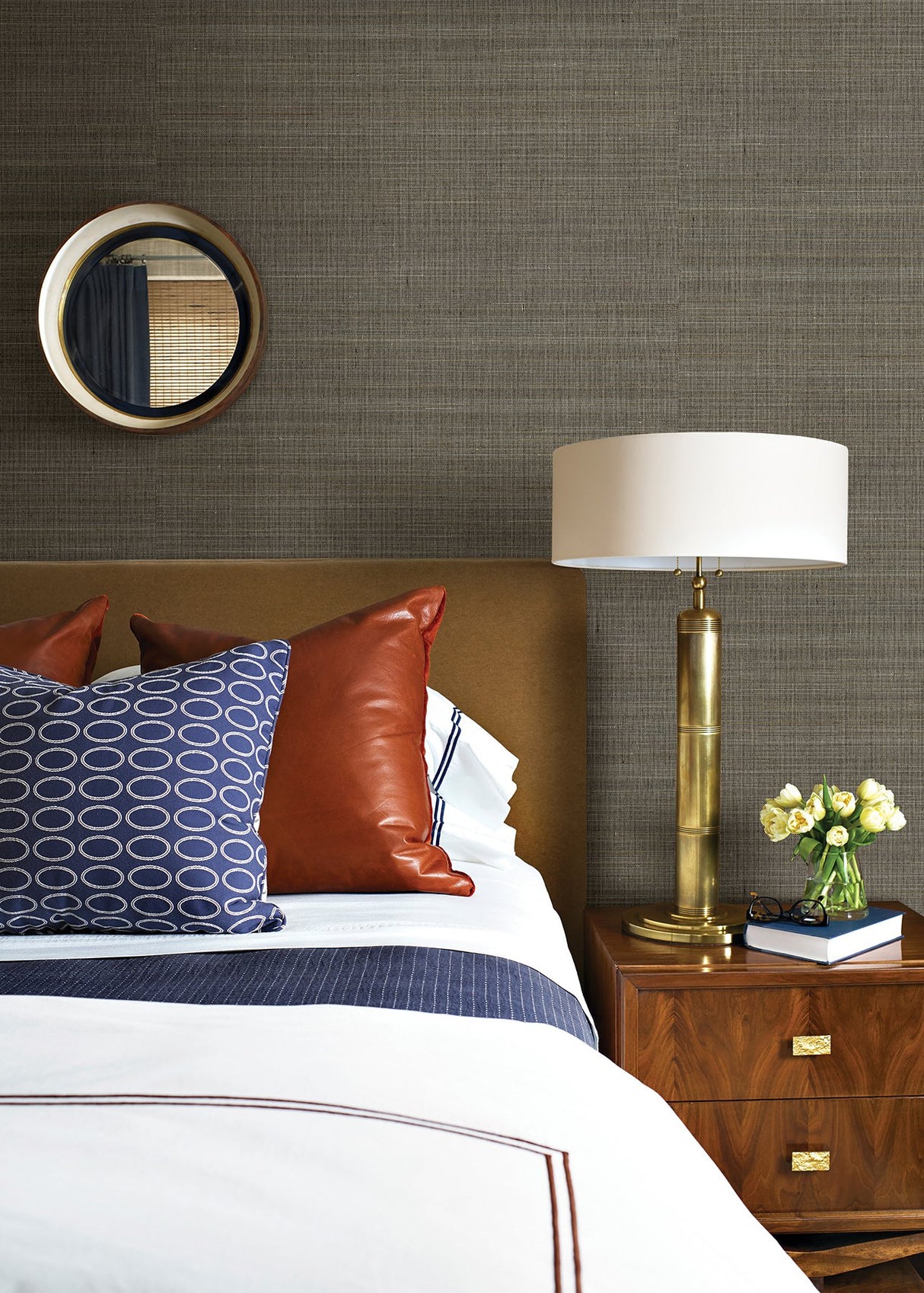 Tiemao Brown Abaca Grasscloth Wallpaper with Metallic Texture Pattern - A-Street Prints 2829-82044
