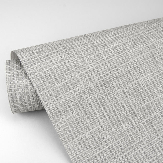 In The Loop Grey Faux Grasscloth Textured Wallpaper with Faux Grasscloth Pattern - Brewster 2829-82052