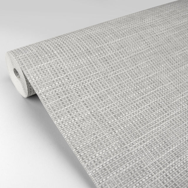 In The Loop Grey Faux Grasscloth Textured Wallpaper with Faux Grasscloth Pattern - Brewster 2829-82052