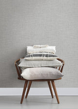 In The Loop Grey Faux Grasscloth Textured Wallpaper with Faux Grasscloth Pattern - Brewster 2829-82052