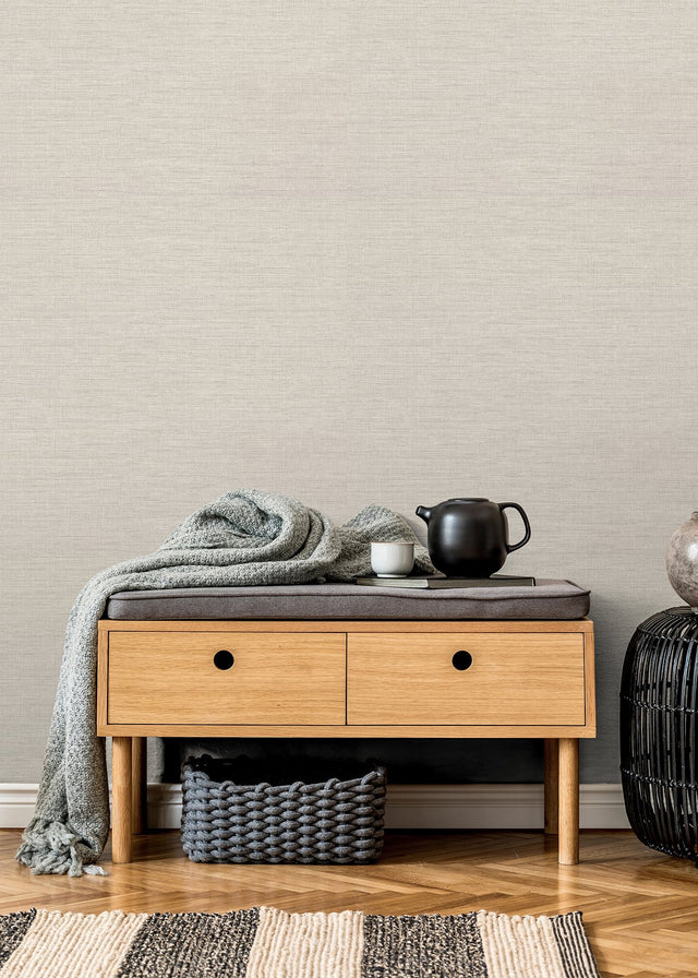Essence Cream Linen Texture Wallpaper with Faux Fabric Weave - A-Street Prints 2829-82054