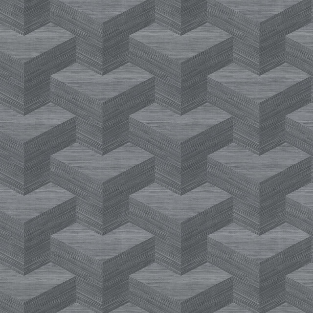 Y Knot Slate Geometric Texture Wallpaper with Modern Geometrics Pattern - Brewster 2829-82064