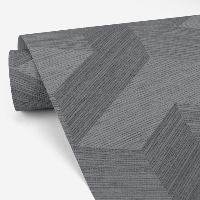 Y Knot Slate Geometric Texture Wallpaper with Modern Geometrics Pattern - Brewster 2829-82064