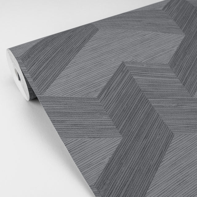 Y Knot Slate Geometric Texture Wallpaper with Modern Geometrics Pattern - Brewster 2829-82064