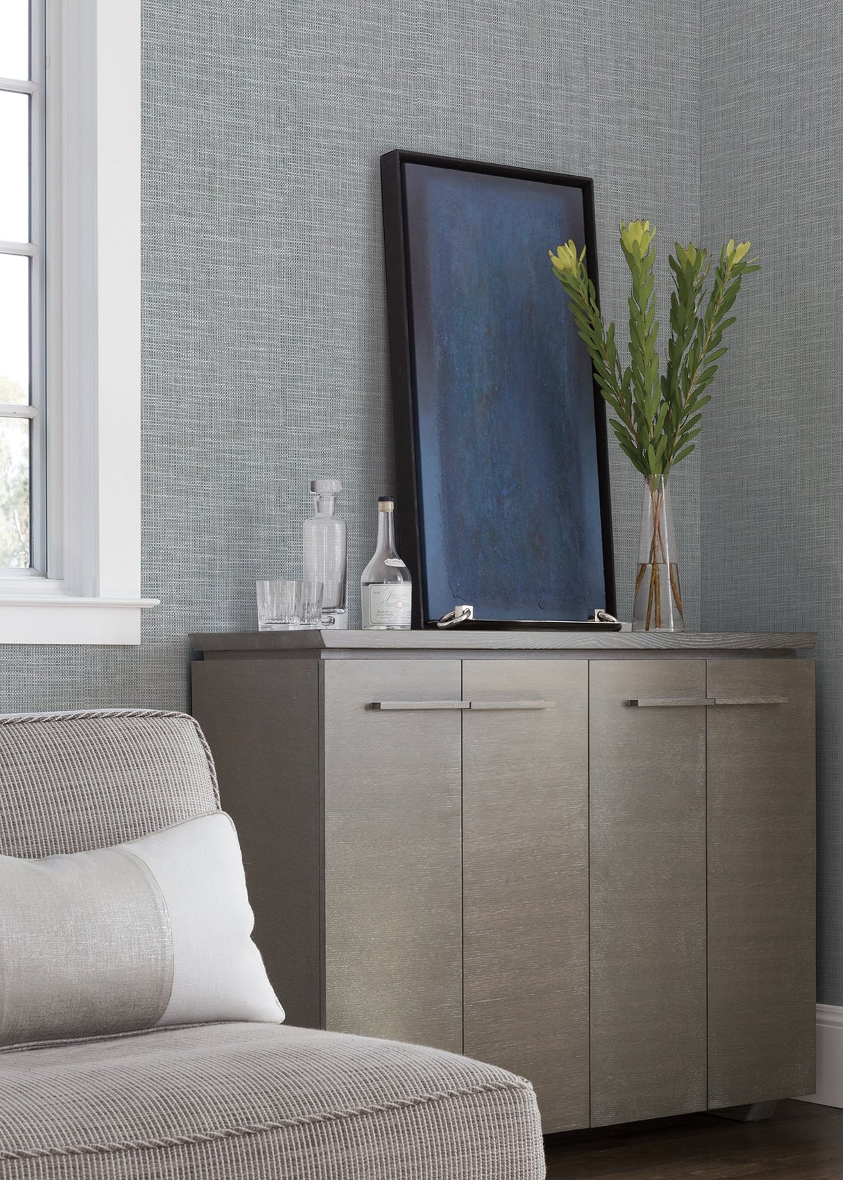 In The Loop Multicolor Faux Grasscloth Wallpaper with Traditional Faux Effects Pattern - Brewster 2829-82065