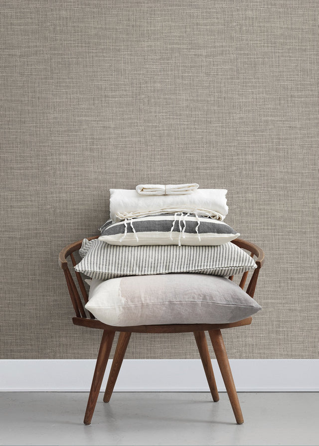 In The Loop Cream Faux Grasscloth Wallpaper with Textured Woven Motif - A-Street Prints 2829-82066