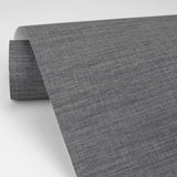 Essence Dark Grey Linen Texture Wallpaper with Fabric & Woven Textures Pattern, Traditional Style - A-Street Prints 2829-82068