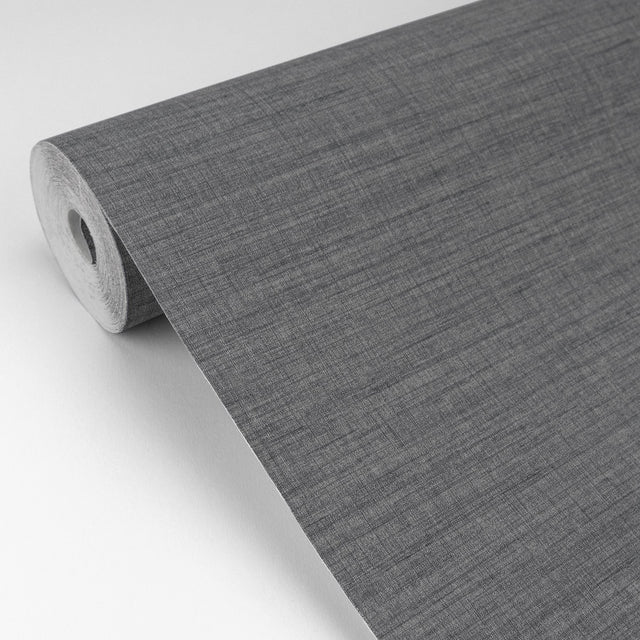 Essence Dark Grey Linen Texture Wallpaper with Fabric & Woven Textures Pattern, Traditional Style - A-Street Prints 2829-82068