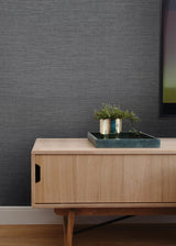 Essence Dark Grey Linen Texture Wallpaper with Fabric & Woven Textures Pattern, Traditional Style - A-Street Prints 2829-82068
