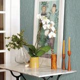 Raffia Aqua Faux Grasscloth Wallpaper Aqua - 2861-25420