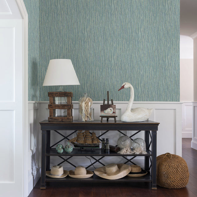 Raffia Aqua Faux Grasscloth Wallpaper Aqua - 2861-25420