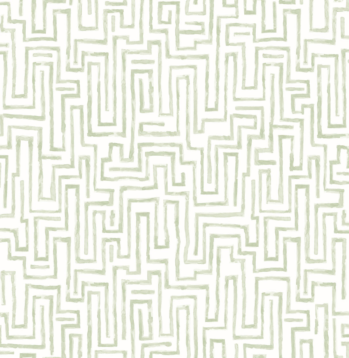 Ramble Sage Geometric Wallpaper with Modern Watercolor Maze Pattern - A-Street Prints 2861-25702