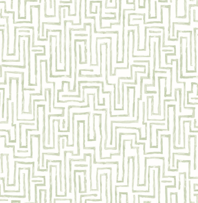 Ramble Sage Geometric Wallpaper with Modern Watercolor Maze Pattern - A-Street Prints 2861-25702