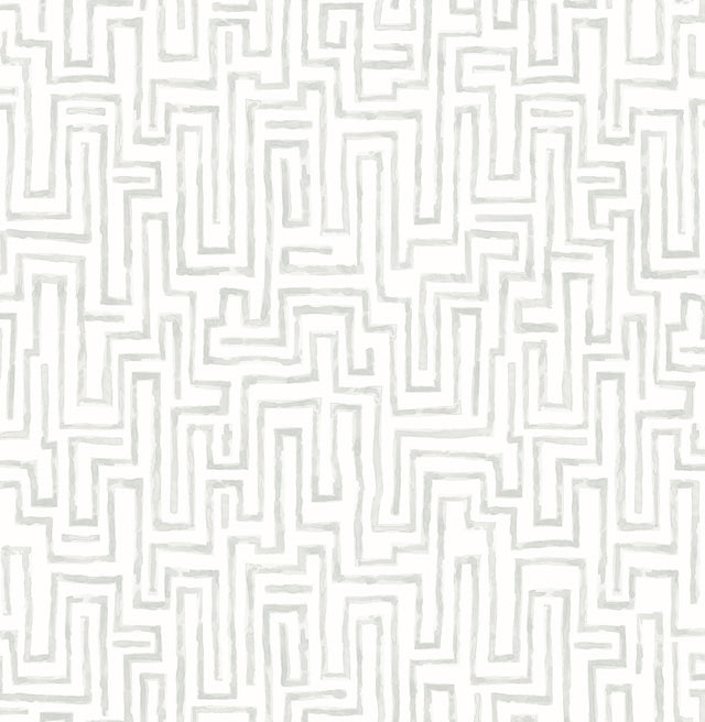 Ramble Grey Geometric Wallpaper with Watercolor Maze Pattern, Modern Non Woven Unpasted - A-Street Prints 2861-25703